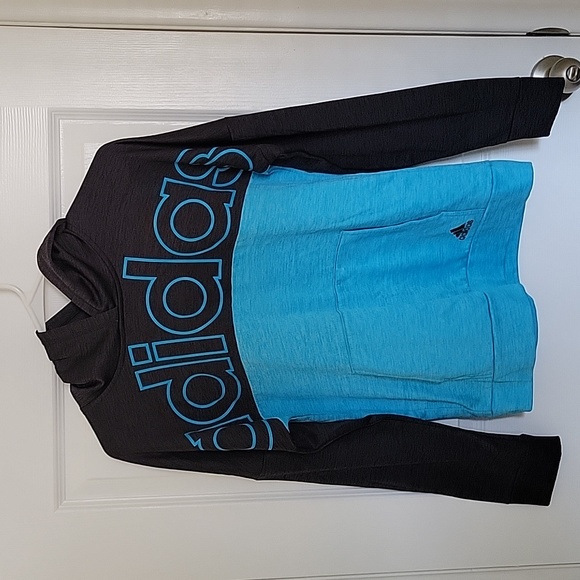 ADIDAS Youth, Hooded Blue Sweatshirt Youth Large - Picture 1 of 12